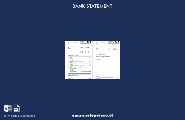 modello di pagine di parole dell'estratto conto della Svizzera Migrosbank in sti